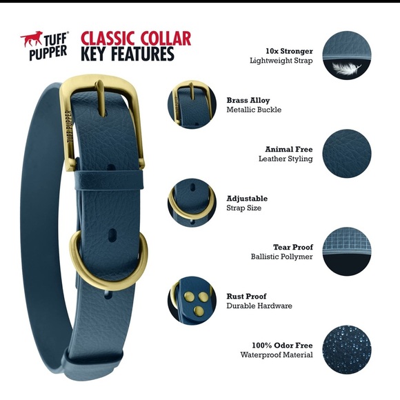 Tuff Pupper Classic Heavy Duty Dog Collar | 10x Stronger Than Leather | RED - Picture 7 of 10